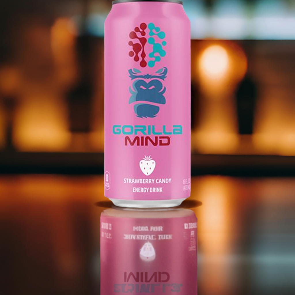 Gorilla Mind Energy Drink –|Strawberry Candy|(12 Drinks, 16 fl. oz. Each)