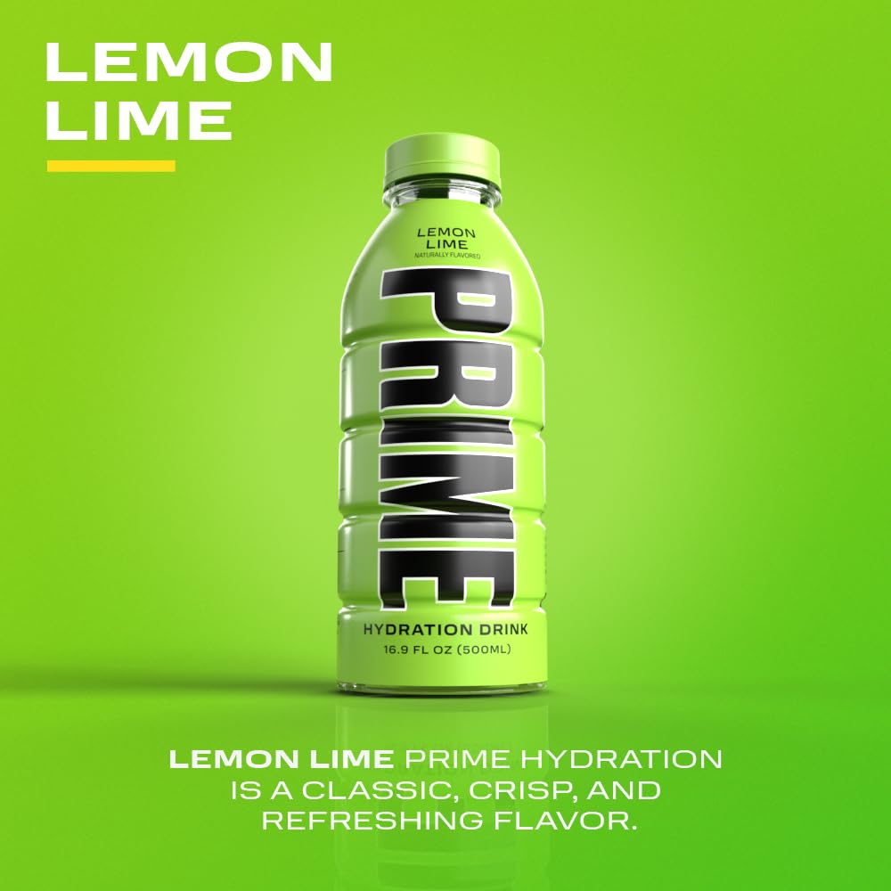 Prime Hydration with BCAA Blend for Muscle Recovery - Lemon Lime (12 Drinks, 16 Fl Oz. Each)