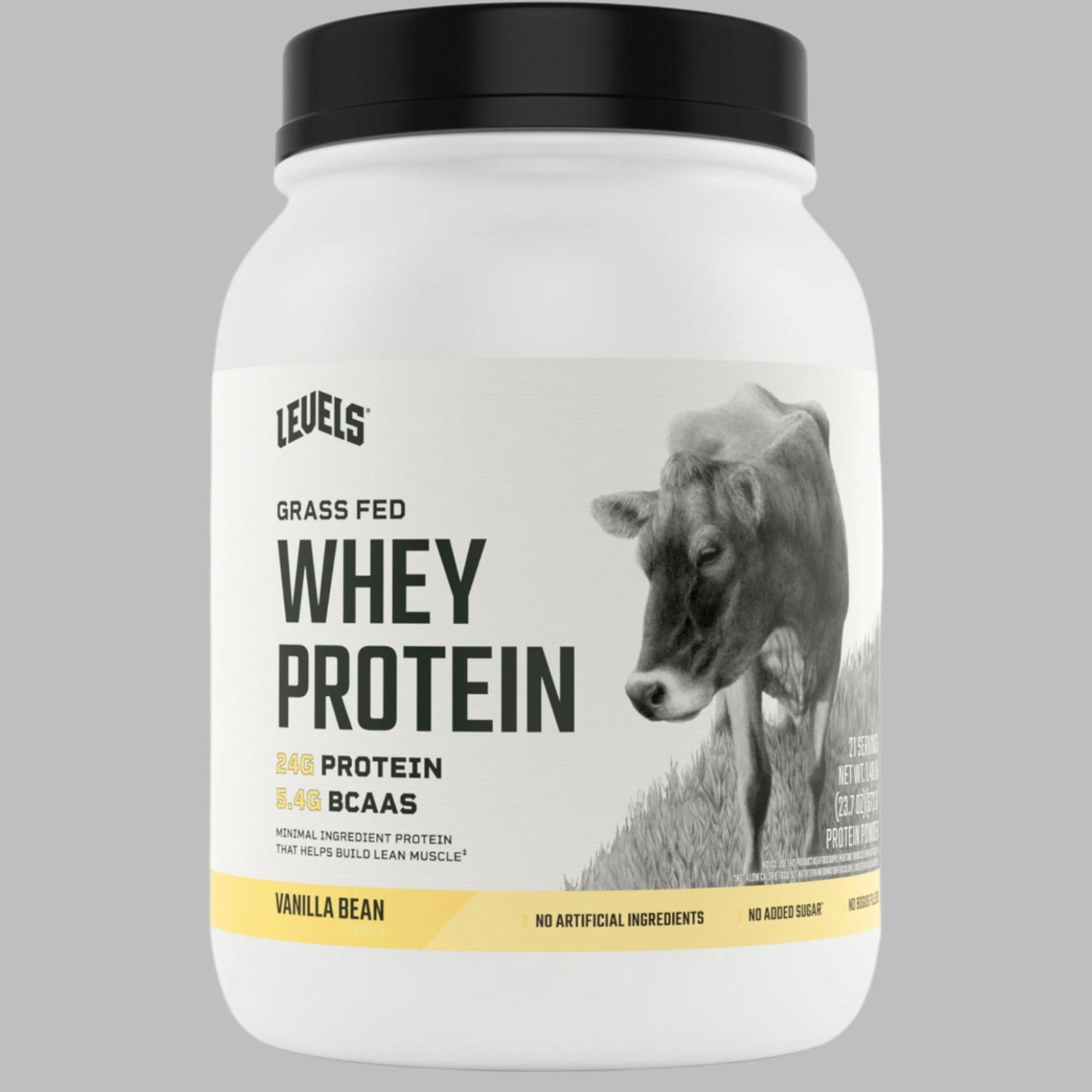 Levels Grass Fed Whey Protein Powder|No Artificials|24G of Protein|Vanilla Bean|1.48LB