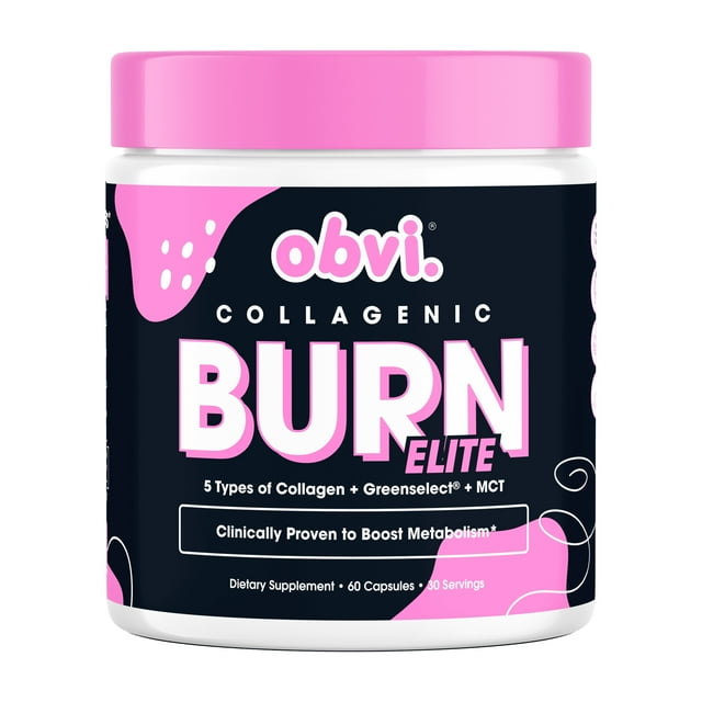 Obvi Collagenic Burn Elite|Collagen Peptides Infused Thermogenic Fat Burner|60 Capsules-(30 Servings)