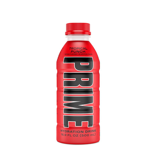 Prime Hydration with BCAA Blend for Muscle Recovery - Tropical Punch (12 Drinks, 16 Fl Oz. Each)