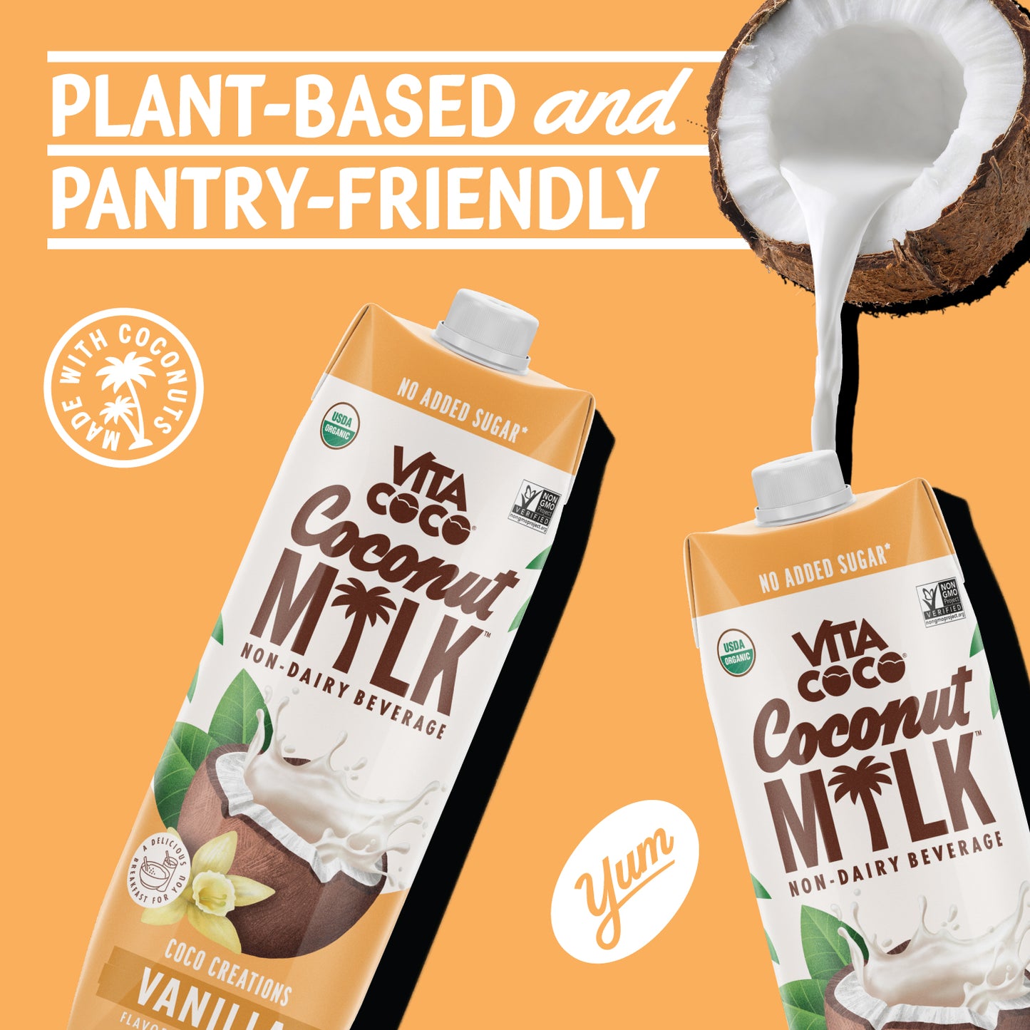Vita Coco Vanilla Organic Coconut Milk| Plant Based| Dairy Free Milk Alternative| Gluten Free| Unsweetened - 33.8 Fl Oz (Pack of 6)