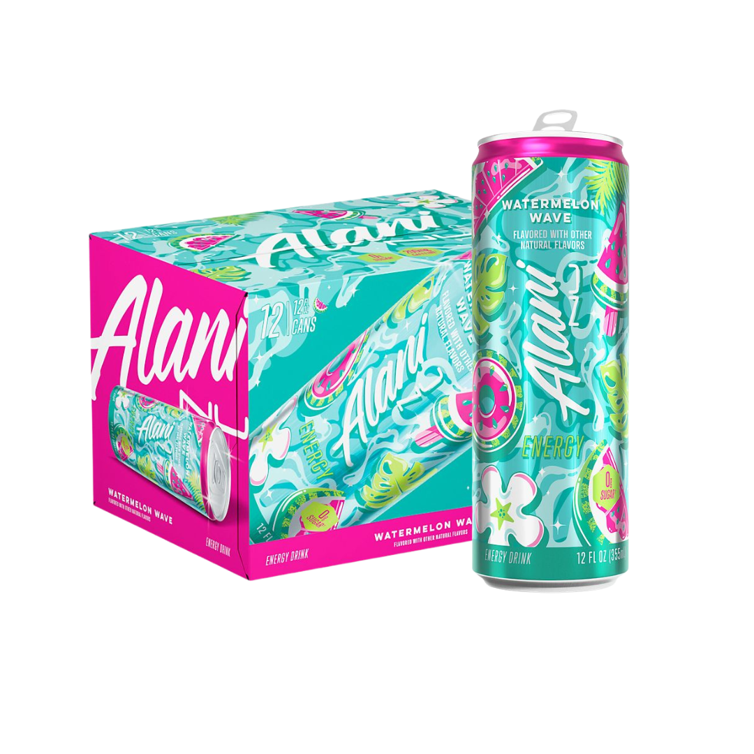 Alani Nu Energy Drink|Watermelon Wave-(12 Drinks, 12 Fl. Oz. Each)