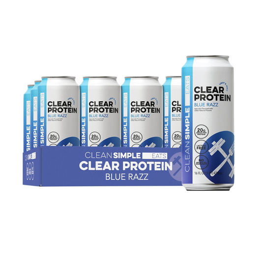 Clean Simple Eats|Clear Protein Drink|Grass-Fed Whey Protein|Blue Razz-(12 Drinks , 16 Fl Oz. Each)