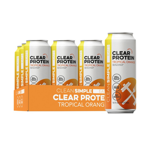 Clean Simple Eats Clear|Protein Drink|Grass-Fed Whey Protein|Tropical Orange-(12 Drinks , 16 Fl Oz. Each)