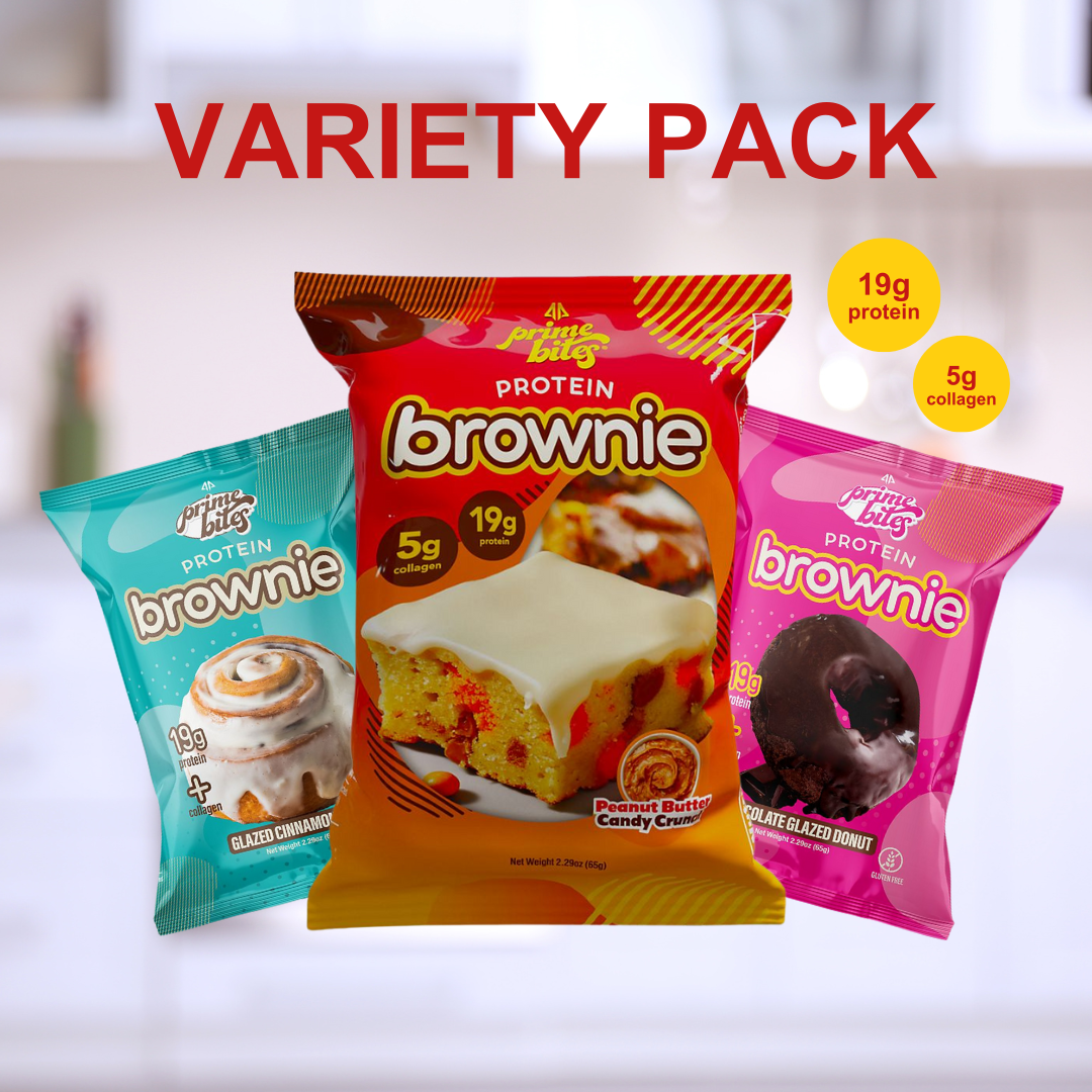 Prime Bites Protein Brownie | Alpha Prime Supplements | Variety Pack- 19g protein & 5g Collagen