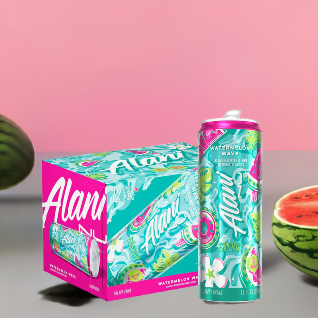 Alani Nu Energy Drink|Watermelon Wave-(12 Drinks, 12 Fl. Oz. Each)